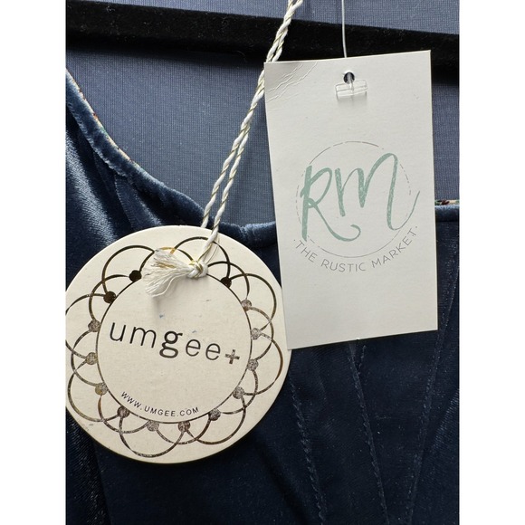 Umgee Velvet Whimsigoth Tiered Maxi Dress XL Teal Boho Flutter Sleeve NWT - Picture 3 of 14